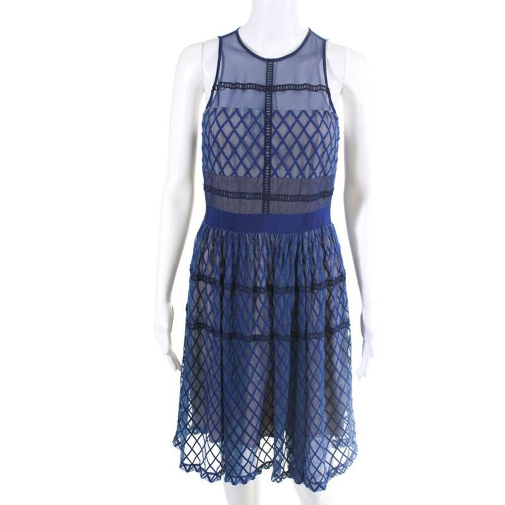 Slate & Willow Womens Jordan Dress Royal Blue Mesh Size 4 11558602